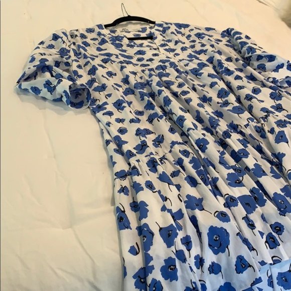 Zara blue & white poppy print dress - Picture 5 of 6